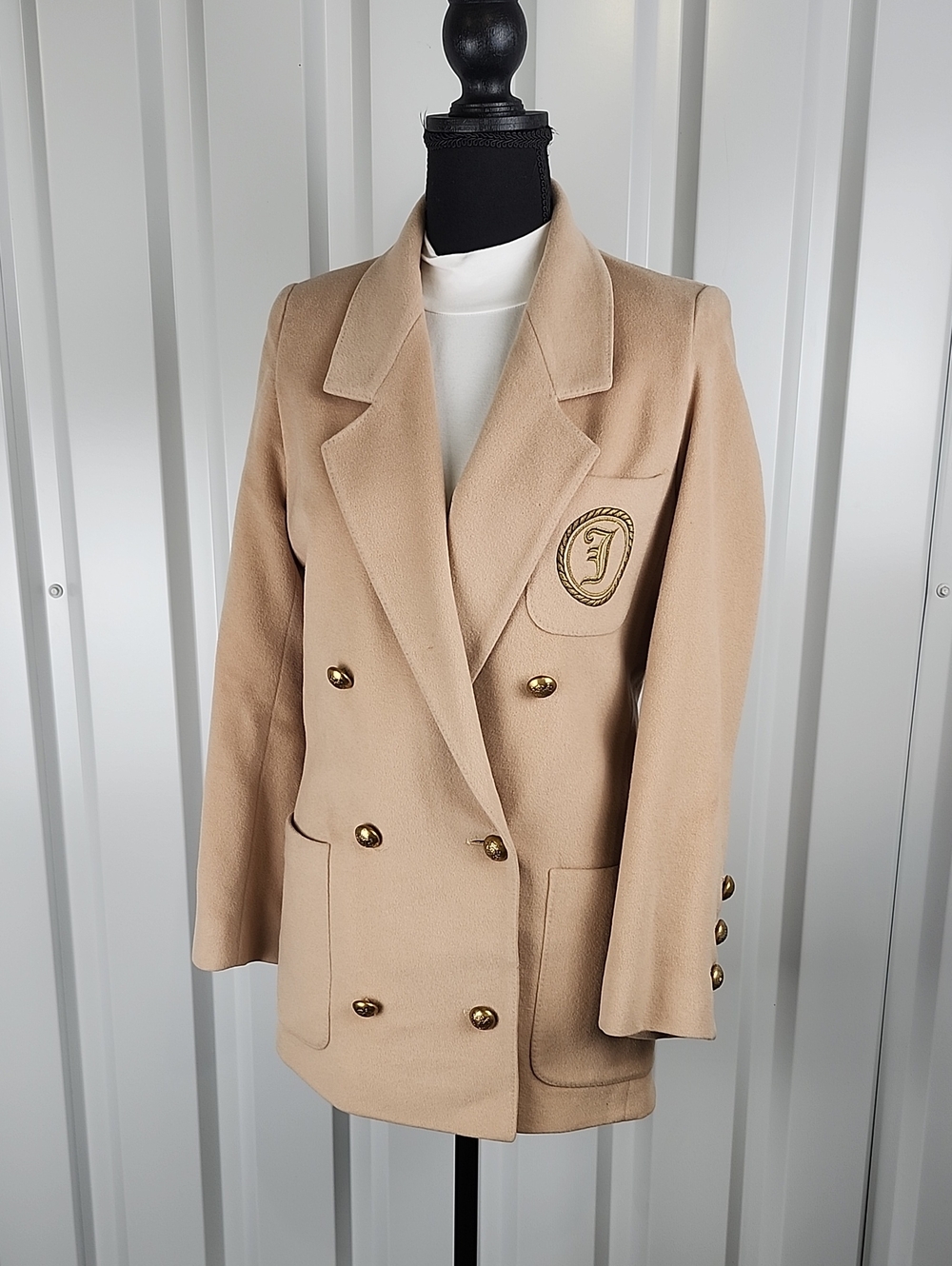 Jaeger Vintage Double-Breasted Blazer Wool Cashmere Womens Sz 6 Classic Luxury